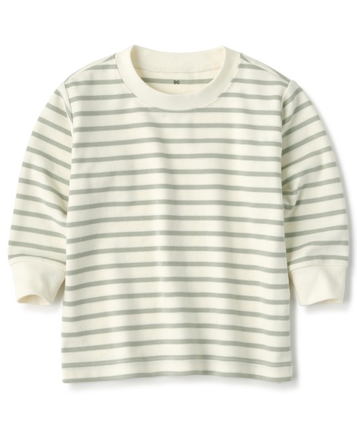 無印良品(ムジルシリョウヒン)の「ベビー あたまするっと起毛スムースクルーネック長袖Tシャツ(Tシャツ/カットソー・キッズ・スモークピンク/オフホワイト/ライトグリーン系/ネイビー系/ピンク系/ブルー系・80/90/100)」の3枚目の写真