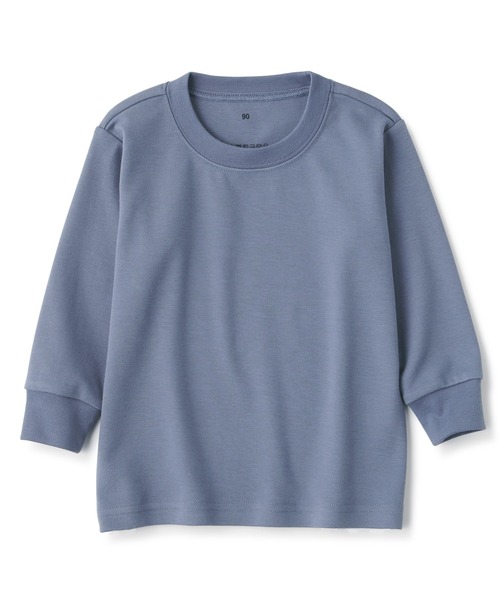 無印良品(ムジルシリョウヒン)の「ベビー あたまするっと起毛スムースクルーネック長袖Tシャツ(Tシャツ/カットソー・キッズ・スモークピンク/オフホワイト/ライトグリーン系/ネイビー系/ピンク系/ブルー系・80/90/100)」の1枚目の写真