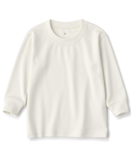 無印良品(ムジルシリョウヒン)の「ベビー あたまするっと起毛スムースクルーネック長袖Tシャツ(Tシャツ/カットソー・キッズ・スモークピンク/オフホワイト/ライトグリーン系/ネイビー系/ピンク系/ブルー系・80/90/100)」の2枚目の写真
