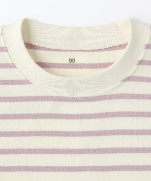 無印良品(ムジルシリョウヒン)の「ベビー あたまするっと起毛スムースクルーネック長袖Tシャツ(Tシャツ/カットソー・キッズ・スモークピンク/オフホワイト/ライトグリーン系/ネイビー系/ピンク系/ブルー系・80/90/100)」の7枚目の写真