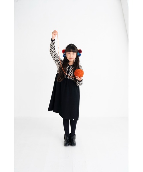 nino(ニノ)の「KNIT Catジャガードワンピース(ワンピース・キッズ・ブラック/エメラルド・120cm/100cm/110cm)」の6枚目の写真