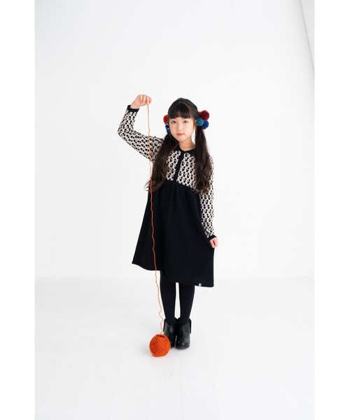 nino(ニノ)の「KNIT Catジャガードワンピース(ワンピース・キッズ・ブラック/エメラルド・120cm/100cm/110cm)」の8枚目の写真