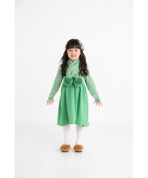 nino(ニノ)の「KNIT Catジャガードワンピース(ワンピース・キッズ・ブラック/エメラルド・120cm/100cm/110cm)」の9枚目の写真