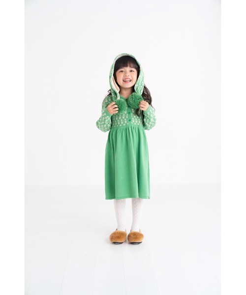 nino(ニノ)の「KNIT Catジャガードワンピース(ワンピース・キッズ・ブラック/エメラルド・120cm/100cm/110cm)」の12枚目の写真