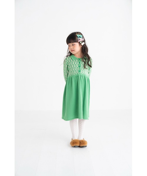nino(ニノ)の「KNIT Catジャガードワンピース(ワンピース・キッズ・ブラック/エメラルド・120cm/100cm/110cm)」の15枚目の写真