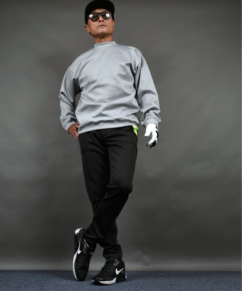 COMON GOLF（コモンゴルフ）の「バックロゴプリント入り ポンチジャージ素材 長袖モックネック ゴルフプルオーバー（ゴルフグッズ・メンズ・ブラック/グレー・M/L/XL/XXL/XXXL）」の12枚目の写真