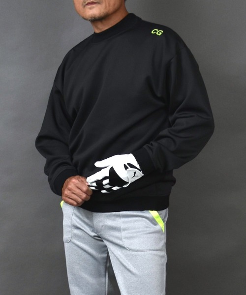 COMON GOLF（コモンゴルフ）の「バックロゴプリント入り ポンチジャージ素材 長袖モックネック ゴルフプルオーバー（ゴルフグッズ・メンズ・ブラック/グレー・M/L/XL/XXL/XXXL）」の4枚目の写真