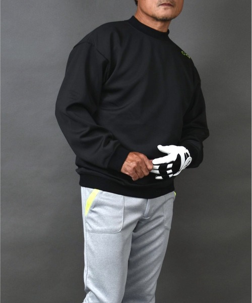 COMON GOLF（コモンゴルフ）の「バックロゴプリント入り ポンチジャージ素材 長袖モックネック ゴルフプルオーバー（ゴルフグッズ・メンズ・ブラック/グレー・M/L/XL/XXL/XXXL）」の5枚目の写真