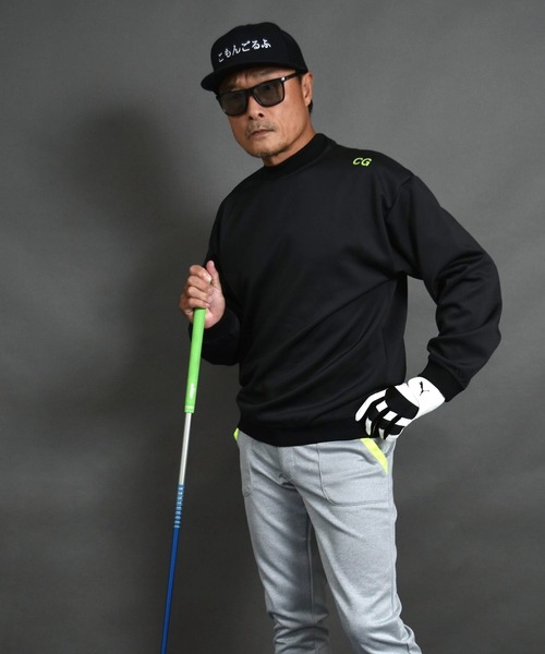 COMON GOLF（コモンゴルフ）の「バックロゴプリント入り ポンチジャージ素材 長袖モックネック ゴルフプルオーバー（ゴルフグッズ・メンズ・ブラック/グレー・M/L/XL/XXL/XXXL）」の6枚目の写真