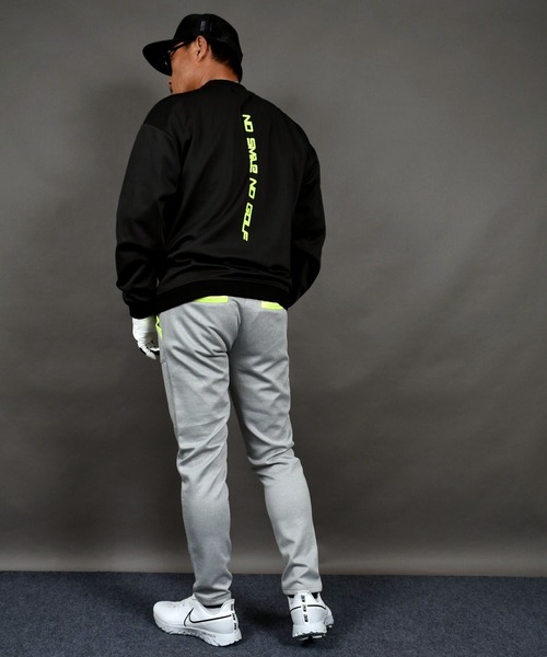 COMON GOLF（コモンゴルフ）の「バックロゴプリント入り ポンチジャージ素材 長袖モックネック ゴルフプルオーバー（ゴルフグッズ・メンズ・ブラック/グレー・M/L/XL/XXL/XXXL）」の8枚目の写真
