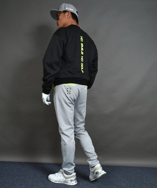 COMON GOLF（コモンゴルフ）の「バックロゴプリント入り ポンチジャージ素材 長袖モックネック ゴルフプルオーバー（ゴルフグッズ・メンズ・ブラック/グレー・M/L/XL/XXL/XXXL）」の9枚目の写真