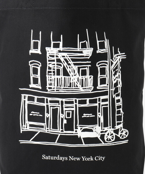 Saturdays NYC（サタデーズ ニューヨークシティ ）の「Cafe Sketch Canvas Tote（トートバッグ・メンズ・ブラック/オフホワイト・FREE）」の7枚目の写真