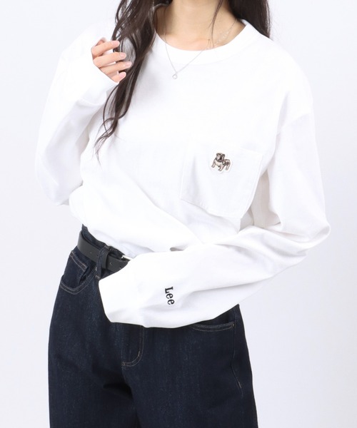 Lee(リー)の「Lee(リー)ワンポイントロゴポケットロンT メンズ レディース ユニセックス/長袖(Tシャツ/カットソー・メンズ・ホワイト/ネイビー/スミクロ/ピンク・M/L/XL)」の11枚目の写真
