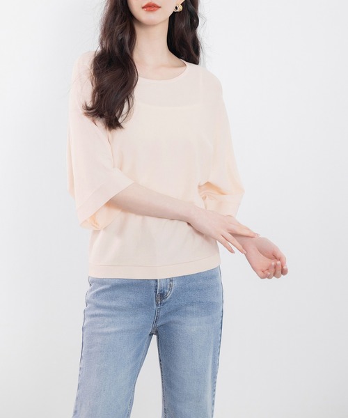DRESS PLUS(ドレスプラス)の「バックパールボタンニットプルオーバー(ニット/セーター・レディース・ブルーグレー/ベージュ/ピンク/ブラック・M/L)」の17枚目の写真