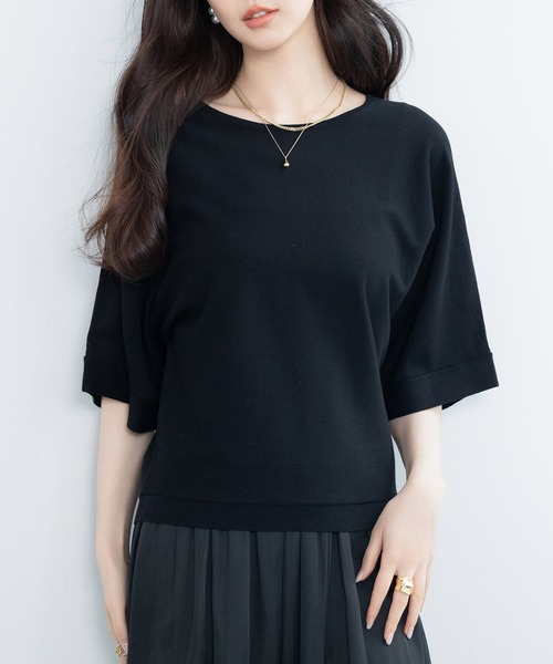 DRESS PLUS(ドレスプラス)の「バックパールボタンニットプルオーバー(ニット/セーター・レディース・ブルーグレー/ベージュ/ピンク/ブラック・M/L)」の5枚目の写真