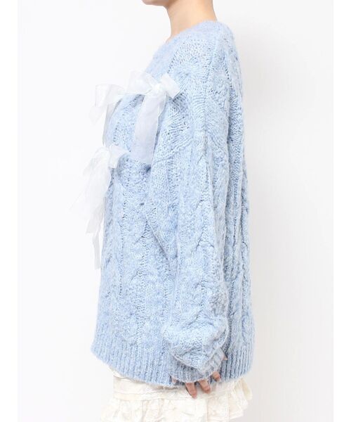 merry jenny（メリージェニー）の「りぼんがいっぱいニット　/　リボンがいっぱいニット（ニット/セーター・レディース・ブラック/ピンク/ブルー・FREE）」の5枚目の写真