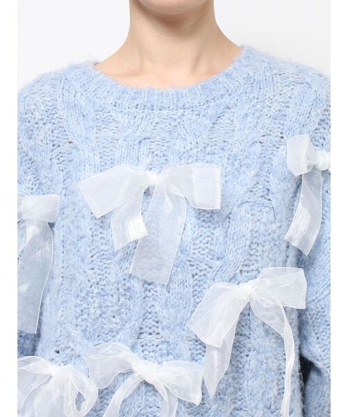 merry jenny（メリージェニー）の「りぼんがいっぱいニット　/　リボンがいっぱいニット（ニット/セーター・レディース・ブラック/ピンク/ブルー・FREE）」の7枚目の写真