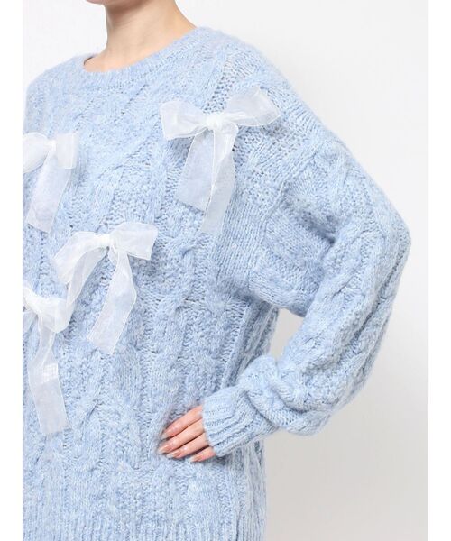 merry jenny（メリージェニー）の「りぼんがいっぱいニット　/　リボンがいっぱいニット（ニット/セーター・レディース・ブラック/ピンク/ブルー・FREE）」の8枚目の写真