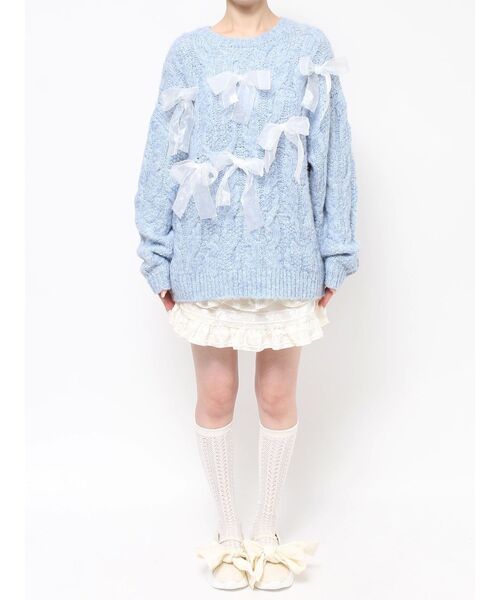 merry jenny（メリージェニー）の「りぼんがいっぱいニット　/　リボンがいっぱいニット（ニット/セーター・レディース・ブラック/ピンク/ブルー・FREE）」の11枚目の写真