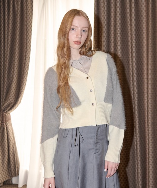 idem(イデム)の「feather mix cardigan/フェザーMIXカーディガン(カーディガン/ボレロ・レディース・ピンク/アイボリー・FREE)」の10枚目の写真