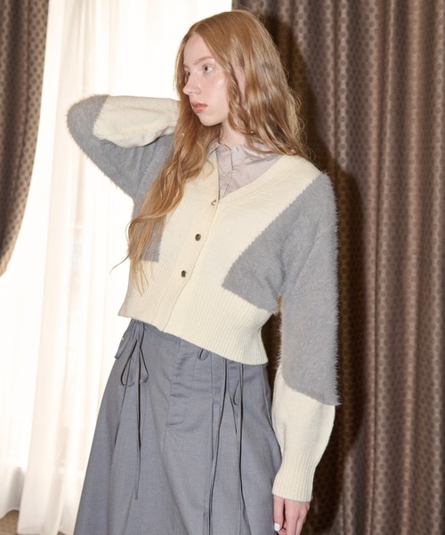 idem(イデム)の「feather mix cardigan/フェザーMIXカーディガン(カーディガン/ボレロ・レディース・ピンク/アイボリー・FREE)」の3枚目の写真