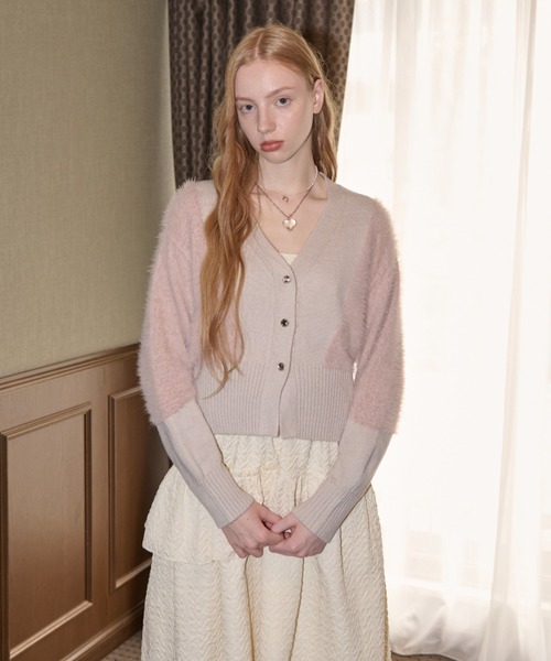 idem(イデム)の「feather mix cardigan/フェザーMIXカーディガン(カーディガン/ボレロ・レディース・ピンク/アイボリー・FREE)」の19枚目の写真