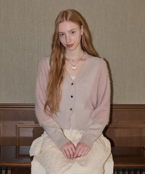 idem(イデム)の「feather mix cardigan/フェザーMIXカーディガン(カーディガン/ボレロ・レディース・ピンク/アイボリー・FREE)」の22枚目の写真