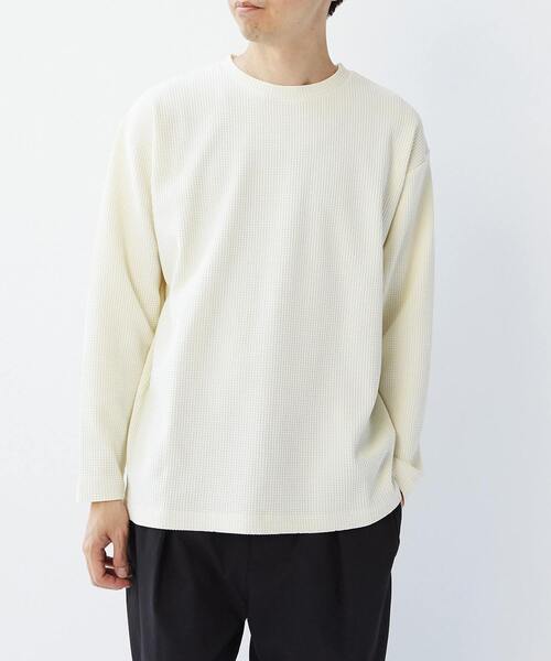MASTER FRAME（マスターフレーム ）の「【MASTER FRAME/マスターフレーム】コットンライクワッフルクルーネックロングスリーブTシャツ（Tシャツ/カットソー・メンズ・グレー/ブラック/アイボリー/ホワイト・3/4/2）」の3枚目の写真