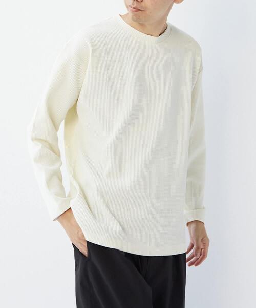 MASTER FRAME（マスターフレーム ）の「【MASTER FRAME/マスターフレーム】コットンライクワッフルクルーネックロングスリーブTシャツ（Tシャツ/カットソー・メンズ・グレー/ブラック/アイボリー/ホワイト・3/4/2）」の12枚目の写真