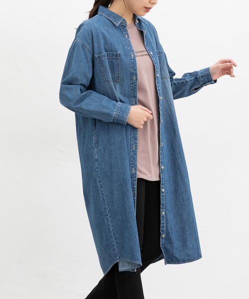 Honeys（ハニーズ）の「デニムシャツワンピース（シャツワンピース・レディース・ブルー/インディゴブルー・S/M/L/LL）」の14枚目の写真