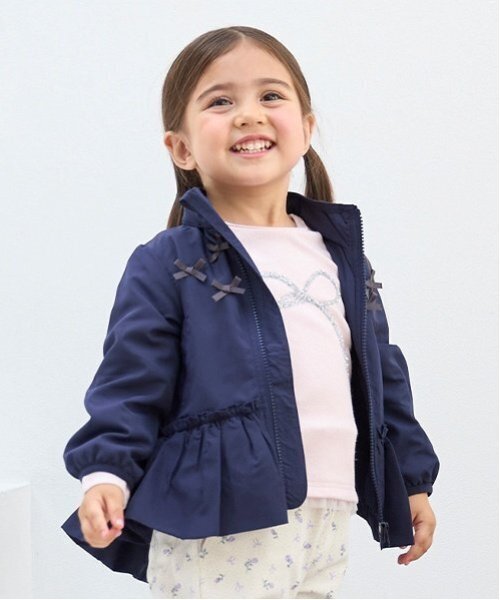 petit main（プティマイン）の「【撥水】ペプラムウィンブレ（ナイロンジャケット・キッズ・ネイビー/ラベンダー/ライトピンク・80ｃｍ/90cm/100cm/110cm/120cm/130cm）」の2枚目の写真