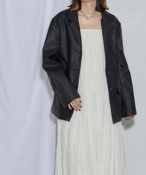 leimn（レイムン）の「フェイクレザージャケット（テーラードジャケット・レディース・ブラック/ブラウン・M）」の5枚目の写真