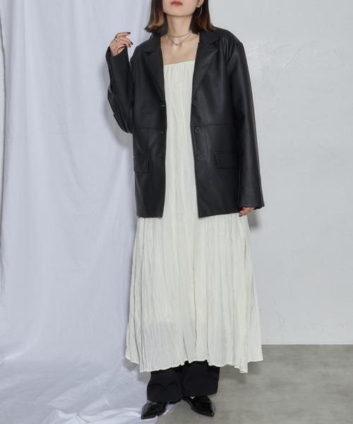 leimn（レイムン）の「フェイクレザージャケット（テーラードジャケット・レディース・ブラック/ブラウン・M）」の9枚目の写真