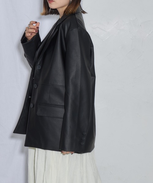 leimn（レイムン）の「フェイクレザージャケット（テーラードジャケット・レディース・ブラック/ブラウン・M）」の12枚目の写真