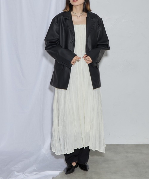 leimn（レイムン）の「フェイクレザージャケット（テーラードジャケット・レディース・ブラック/ブラウン・M）」の7枚目の写真