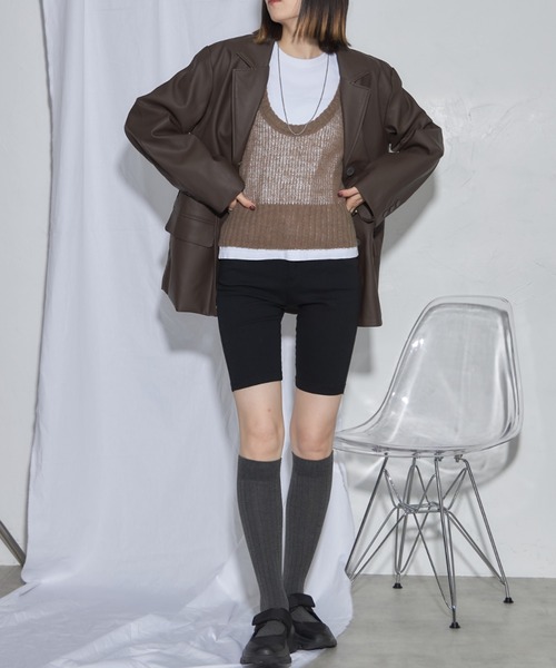 leimn（レイムン）の「フェイクレザージャケット（テーラードジャケット・レディース・ブラック/ブラウン・M）」の17枚目の写真
