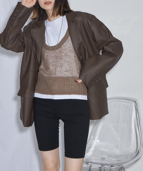 leimn（レイムン）の「フェイクレザージャケット（テーラードジャケット・レディース・ブラック/ブラウン・M）」の14枚目の写真