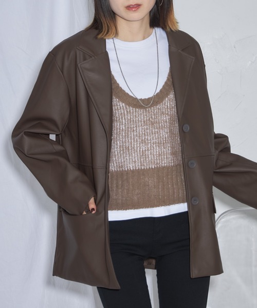 leimn（レイムン）の「フェイクレザージャケット（テーラードジャケット・レディース・ブラック/ブラウン・M）」の15枚目の写真