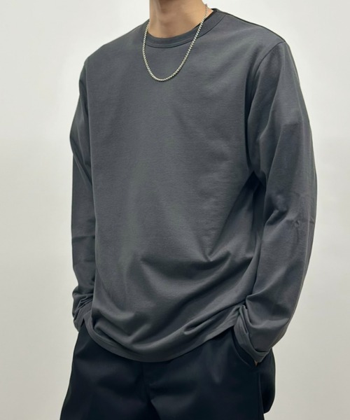 NAVY(ネイビー)の「【抗菌防臭】NAVY ベーシック 天竺クルーネック L/S TEE(Tシャツ/カットソー・メンズ・ブラック/グレイッシュベージュ/チャコールグレー/ホワイト・S/M/L/XL/XXL)」の3枚目の写真