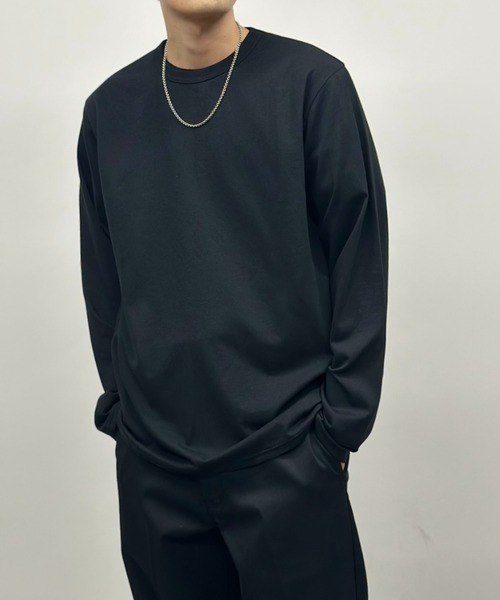 抗菌防臭】NAVY ベーシック 天竺クルーネック L/S TEE（Tシャツ