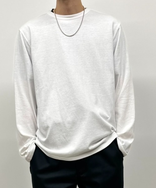 NAVY(ネイビー)の「【抗菌防臭】NAVY ベーシック 天竺クルーネック L/S TEE(Tシャツ/カットソー・メンズ・ブラック/グレイッシュベージュ/チャコールグレー/ホワイト・S/M/L/XL/XXL)」の13枚目の写真