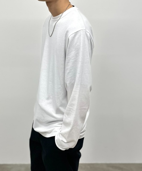 NAVY(ネイビー)の「【抗菌防臭】NAVY ベーシック 天竺クルーネック L/S TEE(Tシャツ/カットソー・メンズ・ブラック/グレイッシュベージュ/チャコールグレー/ホワイト・S/M/L/XL/XXL)」の14枚目の写真