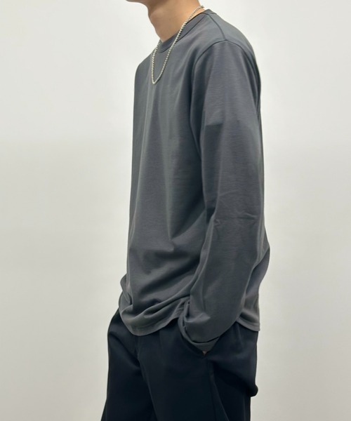 NAVY(ネイビー)の「【抗菌防臭】NAVY ベーシック 天竺クルーネック L/S TEE(Tシャツ/カットソー・メンズ・ブラック/グレイッシュベージュ/チャコールグレー/ホワイト・S/M/L/XL/XXL)」の20枚目の写真