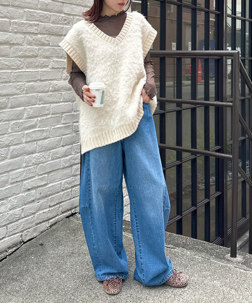 w closet（ダブルクローゼット）の「ラメチュール長袖プルオーバー（Tシャツ/カットソー・レディース・ベージュ/ブラウン/グレー・FREE）」の10枚目の写真