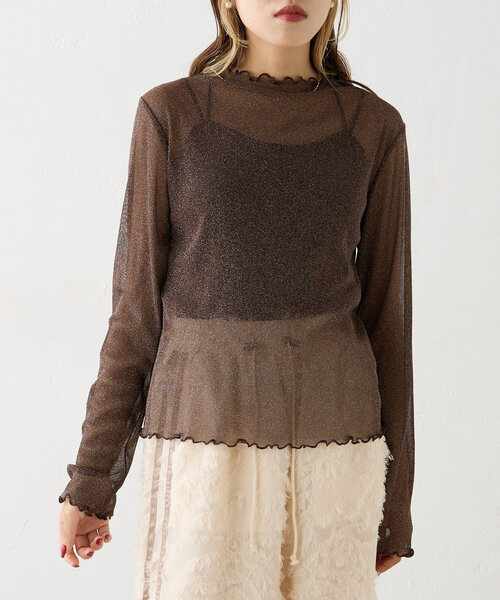 w closet（ダブルクローゼット）の「ラメチュール長袖プルオーバー（Tシャツ/カットソー・レディース・ベージュ/ブラウン/グレー・FREE）」の14枚目の写真