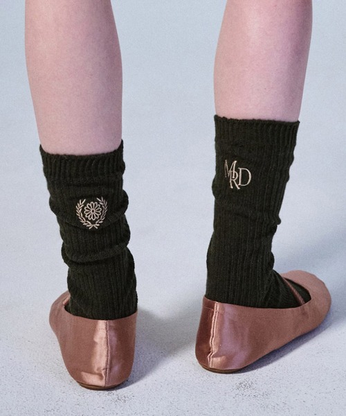 ●Mardi Mercredi●LONG SOCKS MRD LOGO_2足SET LONG SOCKS MRD LOGO_HEATHER NAVY - MARDI MERCREDI