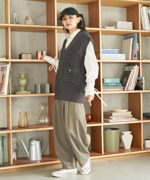 y*u様 プリーツプリーズ　バルーンパンツ　サルエルパンツ　ダークブラウン サルエルパンツ バルーンパンツ レディース ウエストゴム 九分丈