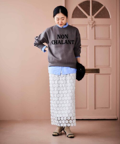 le.coeur blanc（ルクールブラン）の「ダブルジャガードロゴニット（ニット/セーター・レディース・モカ/アイボリー/ライトグレー・38）」の18枚目の写真