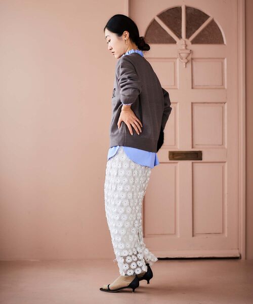 le.coeur blanc（ルクールブラン）の「ダブルジャガードロゴニット（ニット/セーター・レディース・モカ/アイボリー/ライトグレー・38）」の19枚目の写真