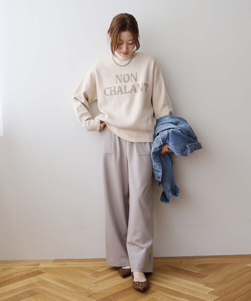 le.coeur blanc（ルクールブラン）の「ダブルジャガードロゴニット（ニット/セーター・レディース・モカ/アイボリー/ライトグレー・38）」の5枚目の写真